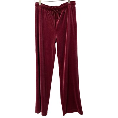 Womens Jaclyn Smith Jogger Sweat Pants Velour Size S Red Elastic 5111