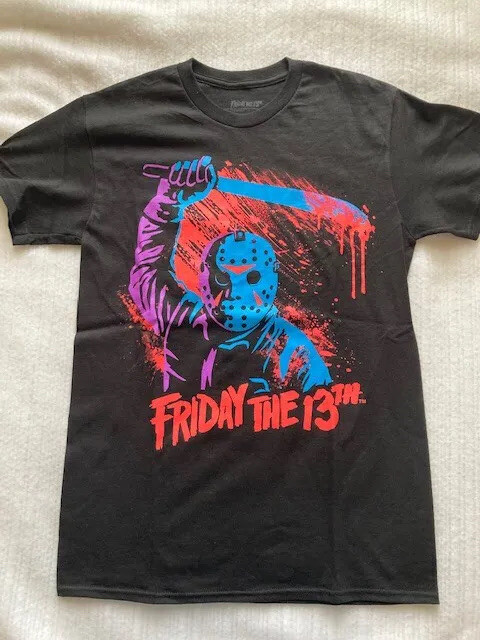 Friday the 13th NEON Jason Voorhees Black T-shirt NEW Licensed
