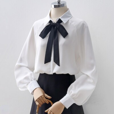 blouse with bow tie collar