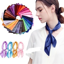 New Satin Silk Scarf Small Plain Neckerchief Headband Wrap Square Shiny 60 X 60