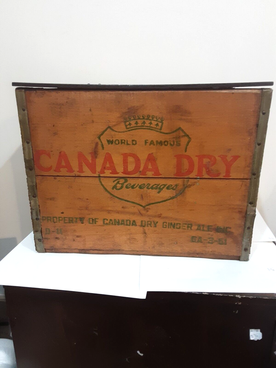 VINTAGE CANADA DRY GINGER ALE SODA WOODEN BOX BOTTLE CROWN CRATE