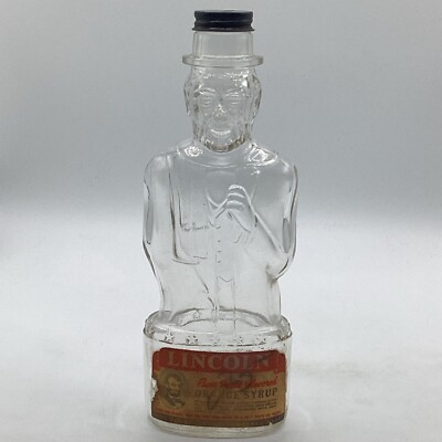 Antique Abraham Lincoln Glass Figure Bank Bottle Orange Syrup Lincoln Foods