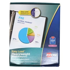 Avery Sheet Protector Clear Top Load 76006 Acid Free 250 Pack Sealed Package New