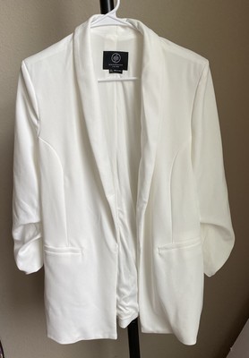 white ruched blazer