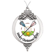 Lacrosse Sticks 2024 Silver Metal Bulb Christmas Ornament Gift Player