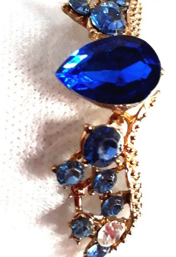 Bague Réglable Strass Bleu électrique – Métal Doré Sans Nickel, Neuf Avec étiquettes