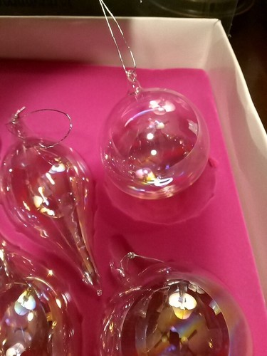 18er Set Vintage mundgeblasene irisierende Glas Träne rund Eiszapfen Herz Ornamente - Bild 7 von 9