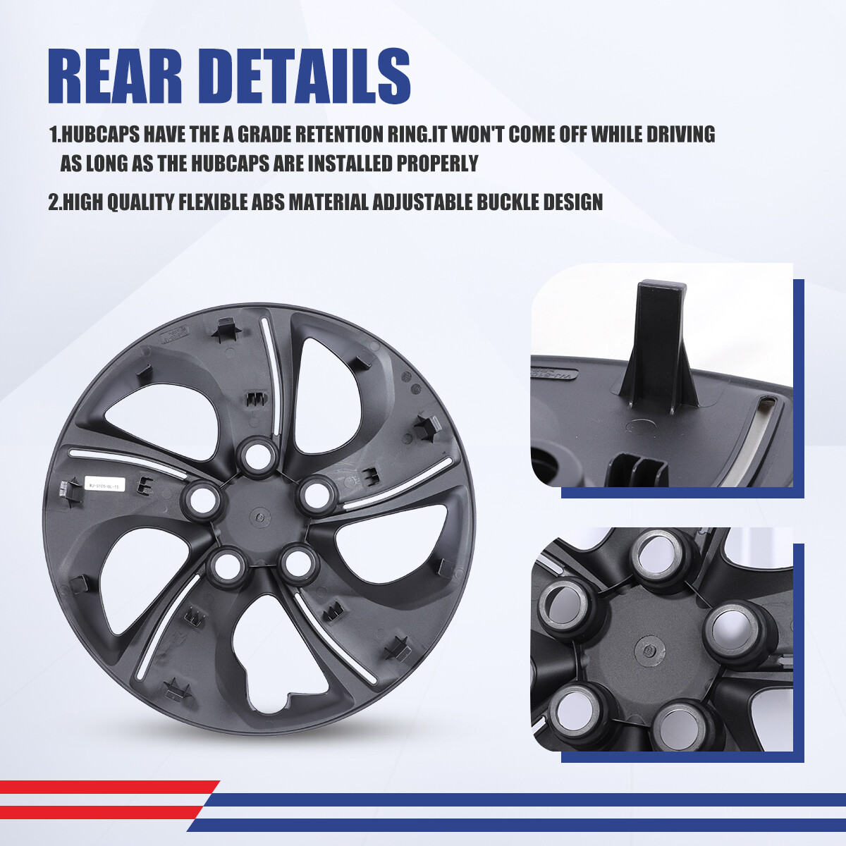 15" inch set of 4 Wheel Hub Cover Hubcaps for 2013 2014 2015 Honda Civic Black