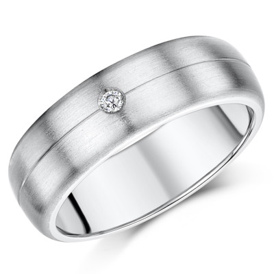 Titan Verlobungsring Diamant besetzt Hofform fein matt Ehering 7 mm 