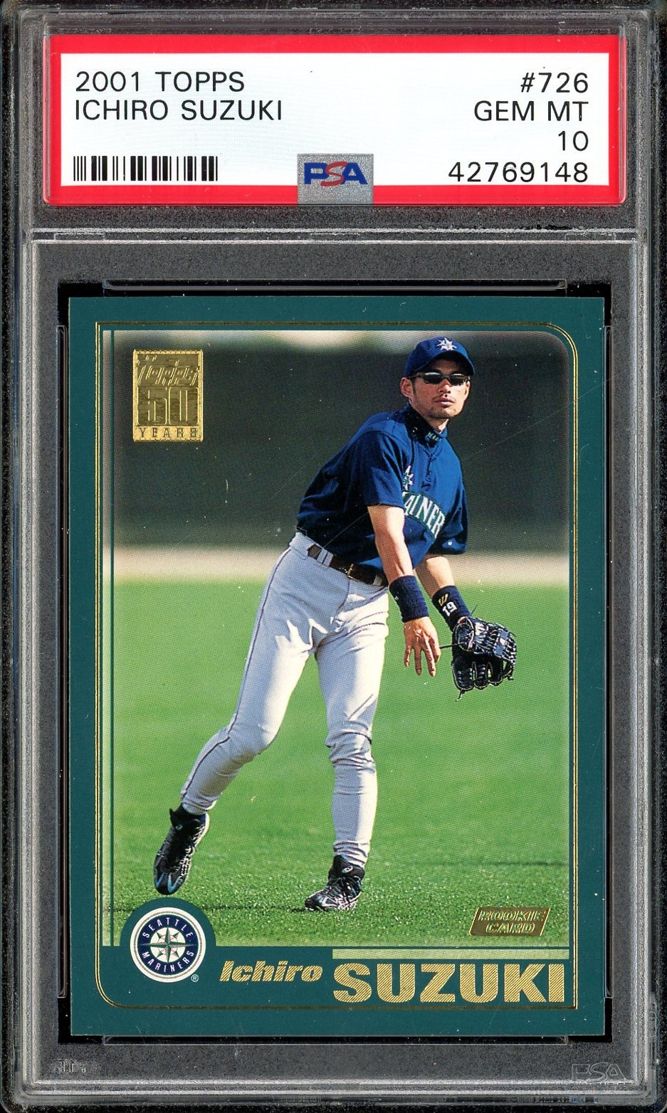ICHIRO SUZUKI 2001 TOPPS #726 PSA 10 ROOKIE DEAD CENTERED