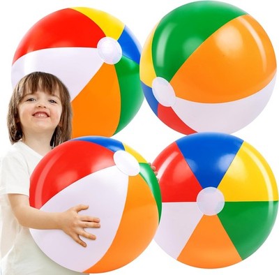 JOYIN (4 Stück) Dia 20''/50cm Wasserball aufblasbar, große Regenbogen-Strandbälle