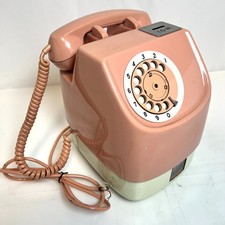 Telephone, rotary dial telephone, NTT public telephone, rare vintage retro pink