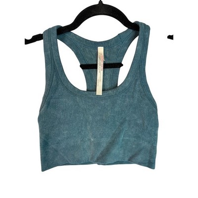 Free People FP Movement Good Karma Crop Tank Teal Ribbed Racerback Bra M/L