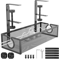 Under Desk Cable Management Tray, Metal Long Arms 3.9in , No Drill Mesh Cabl...