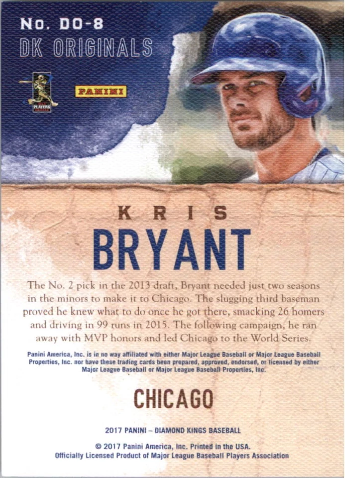 2017 Diamond Kings DK Originals #DO8 Kris Bryant - BB - Image 2 of 2