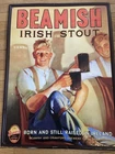 BEAMISH IRISH STOUT EMBOSSED TIN BEER SIGN 23 By 32 Vintage Rare