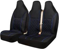 Fits Peugeot Boxer Lwb Van Seat Cover Black With Blue Diamond Quilt Lining