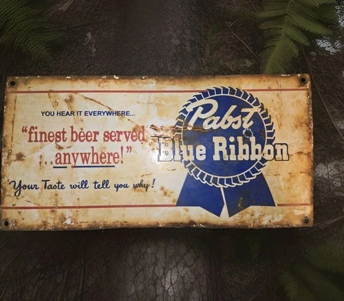 Vintage Pabst Blue Ribbon Beer Sign Porcelain Schaefer Iroquois Schlitz LoneStar