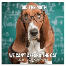 2026-2027 Wall Calendar - Funny Dogs 12" x 24" Open , Brown
