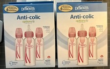 LOT of 2 - Dr. Brown's Girls' 3-Pack Anti-Colic Baby Bottles 8 oz