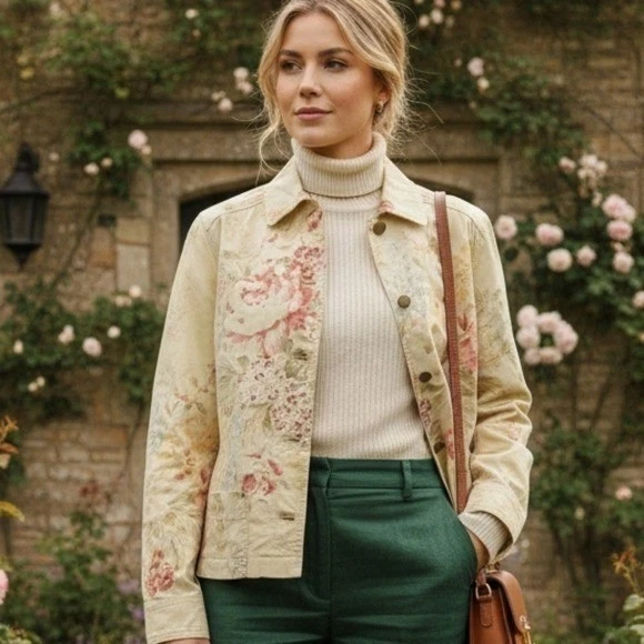Chaqueta de Granero Lauren Ralph Lauren Floral Crema Neutra Tareas Cottagecore Mediana Foto 2 de 4