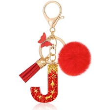 Initial keychain, Resin Letter J keychain, Cute Car Keyring, Alphabet Key Cha...