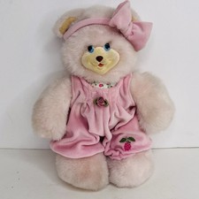 Vtg 1998 Fisher-Price Briarberry SARAHBERRY Stuffed Pink Bear w/Bow READ 
