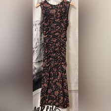 Free People Brielle Floral Ruched Black Dress small - Read
