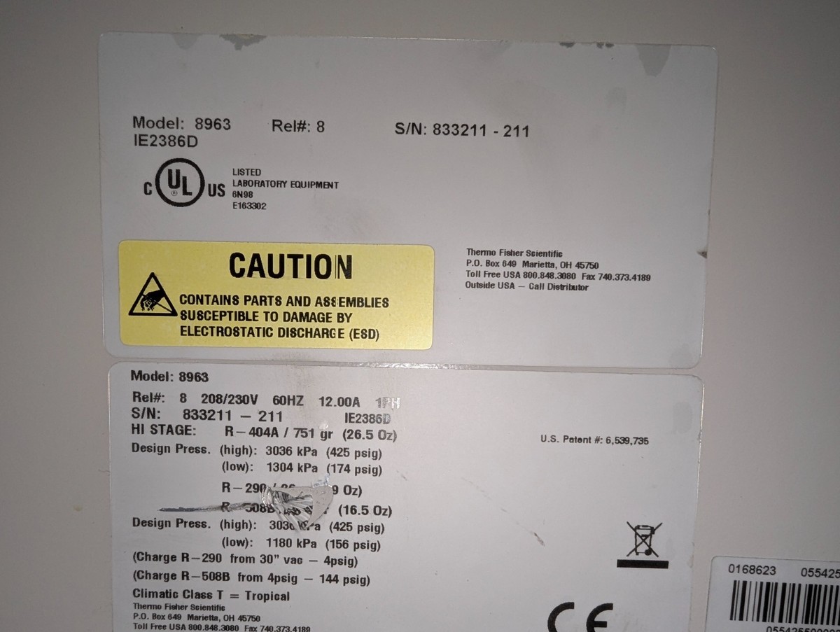 Thermo Fisher 8963 Isotemp ULT Ultra-Low -86C Upright Freezer