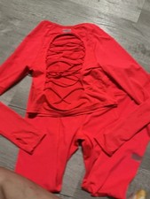 Savage X Fenty small 4-6 High Waisted Leggings Stretch Gym sports bra set orang