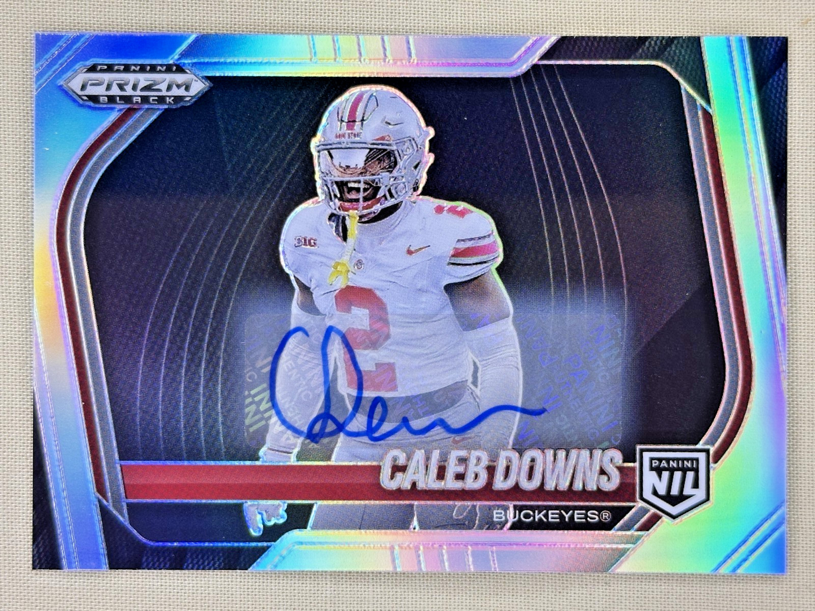 2025 Panini Prizm Black Caleb Downs Silver Prizm auto Ohio State #190 NIL