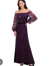 $258 ELIZA J Floating Petals Off Shoulder Gown Sz 16W Plus Mother Of Bride Groom