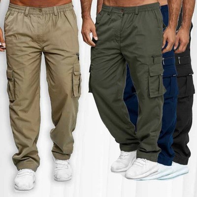 Herren Cargo Hose Outdoor Robust bequem mit großen Taschen Dehnbund Hosen