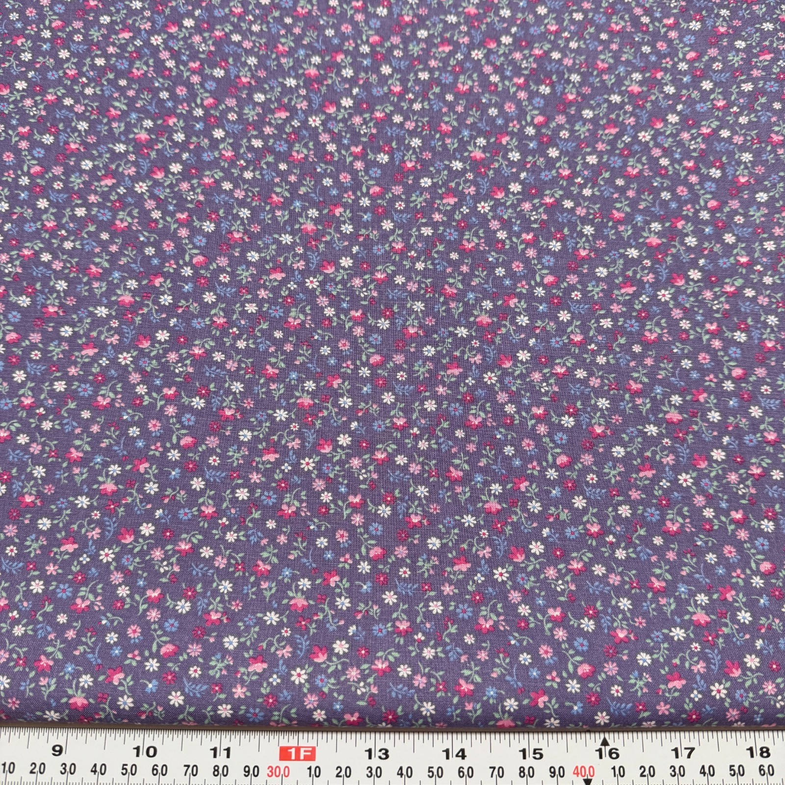 Vintage Peter Pan Fabrics Florals on Purple Cotton Fabric by the HALF YARD