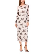 Vince Camuto Womens Floral Print Midi Dress, Beige, XX-Large