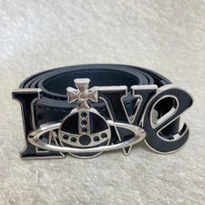 Vivienne Westwood Belt LOVE × Orb Black Total Length: 108cm Width: 2.9cm