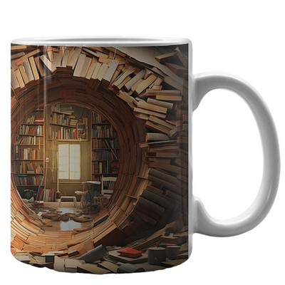 3D Bücherregal Bibliothek Bücherregal Tasse Kaffee Tee Tasse Ideal-Geschenk Geburtstag Weihnachten