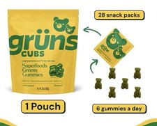 Gruns Cubs Superfoods Greens Gummies For Kids sugar Free 28-6 count Daily Packs