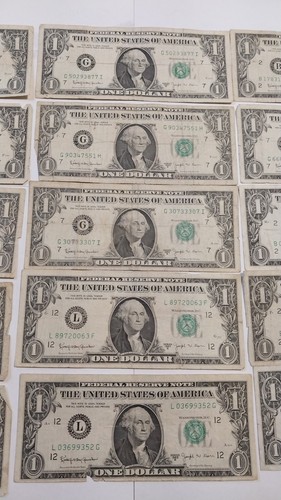 U.S. $1 1963 B Joeseph Barr notes, 15 total, circulated ,see photos - Picture 4 of 9