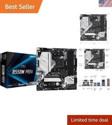 B550M Motherboard - Supports 3rd Gen AMD Ryzen 4733 MHz DDR4 with 128GB Capacity