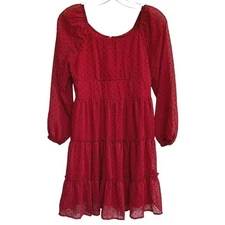 Trixxi Girl Red Black Sheer Dot Party Dress Goth Red Devil Vamp - Juniors XL