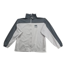 Vintage US Olympic Committee White Gray Full Zip Jacket Men's Size Large