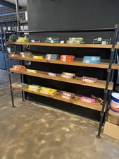 Industrial Pipe Shelving 200cm Long, 4 Shelf. Rustic Design. Solid construction