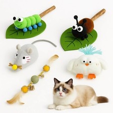 5 Pcs Catnip Toys for Cats, Natural Silvervine Sticks  Interactive Squeaky P...