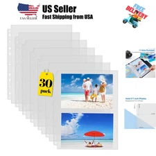 30 Pack Heavy Duty Photos or Postcards Page Protectors, Plastic Clear Photo H...