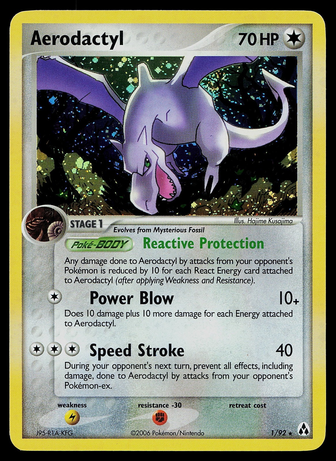 Pokemon Card - Aerodactyl Legend Maker 1/92 Holo Rare