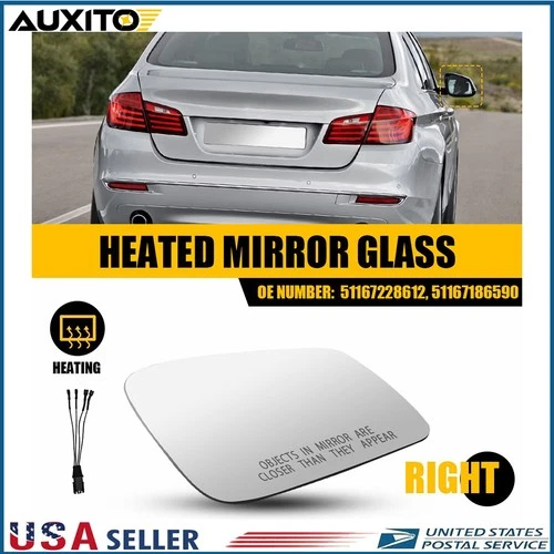 Mirror Glass for 2010-2016 BMW 528 535 550 | Passenger Right Side | 4 Pin conn D