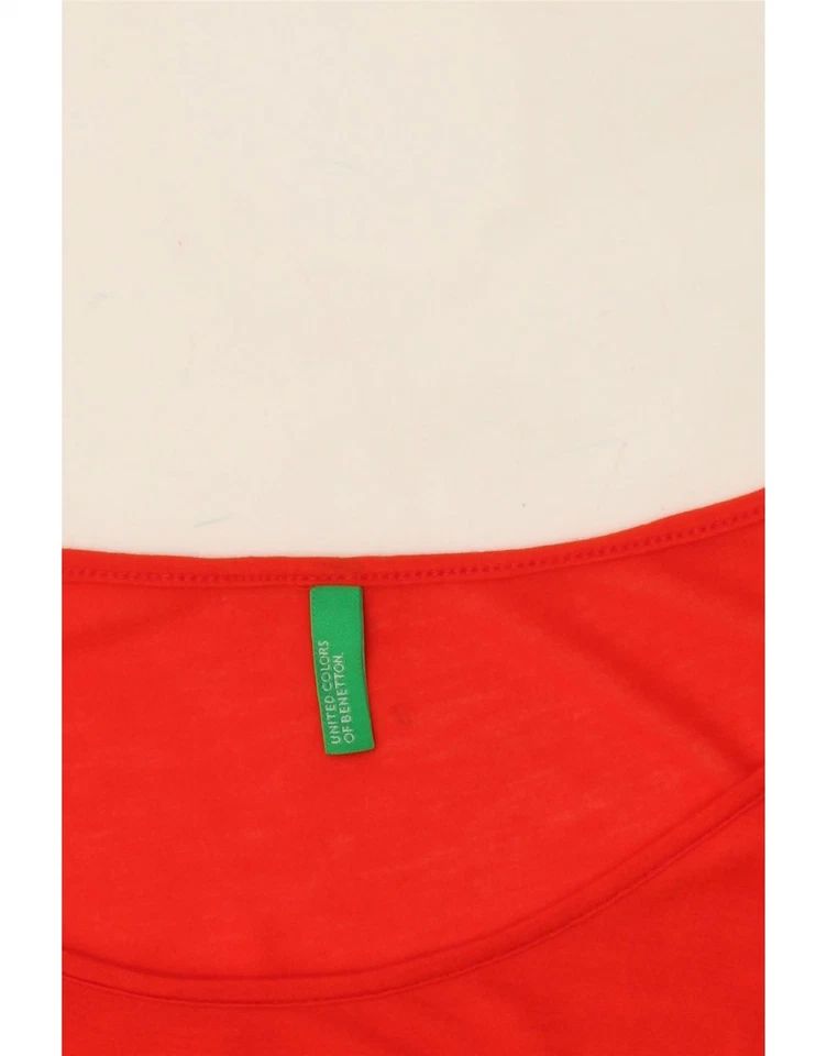Camiseta Top Benetton Mujer Gran Tamaño Reino Unido 10 Pequeña Roja Modal AT17 Foto 4 de 4