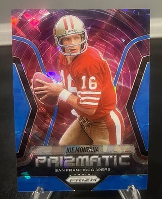2025 Panini Prizm Joe Montana Prismatic Blue Cracked Ice /99 #5