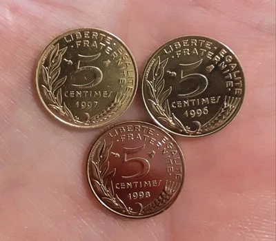 Série 5 centimes Marianne 1996 - 1997 - 1998 - TTB - Cupro aluminium - Photo 1/4